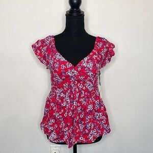 Japna Pink Floral Short Sleeve Top